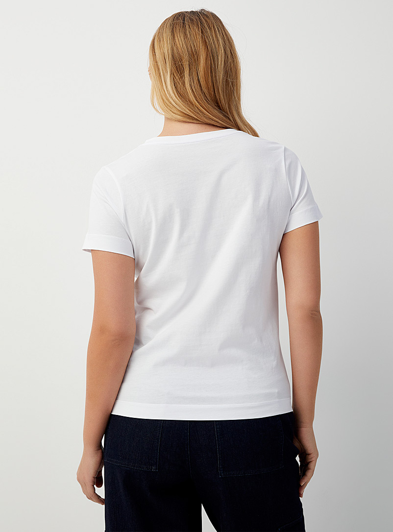 Contemporaine: Le t-shirt col V coton bio Noir pour femme