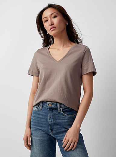 Organic cotton V-neck tee, Contemporaine, Women%u2019s Basic T-Shirts