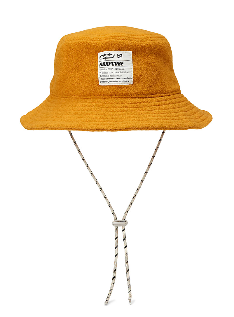 Simons Medium Brown Patch polar fleece bucket hat for women