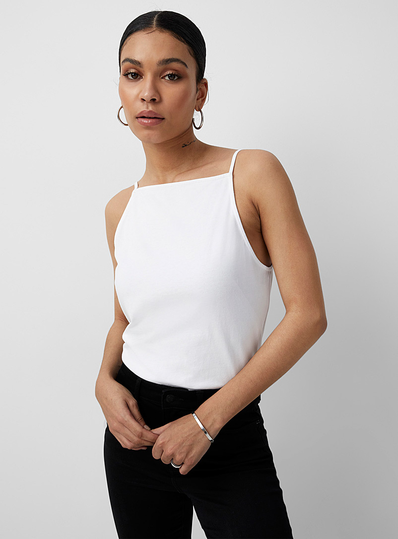Icône White Organic cotton square-neck cami for women
