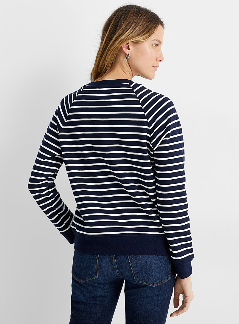 Contemporaine Patterned Blue Striped raglan sweatshirt for women