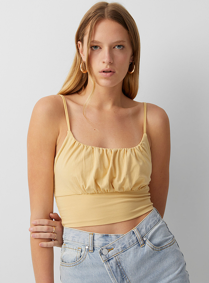 Icône Golden Yellow Ultra-cropped ruched cami for women