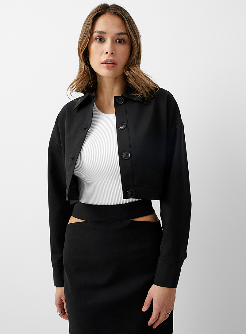Icône Black Structured jersey shacket for women