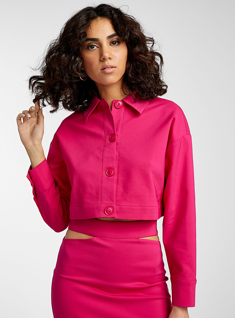 Icône Pink Structured jersey shacket for women