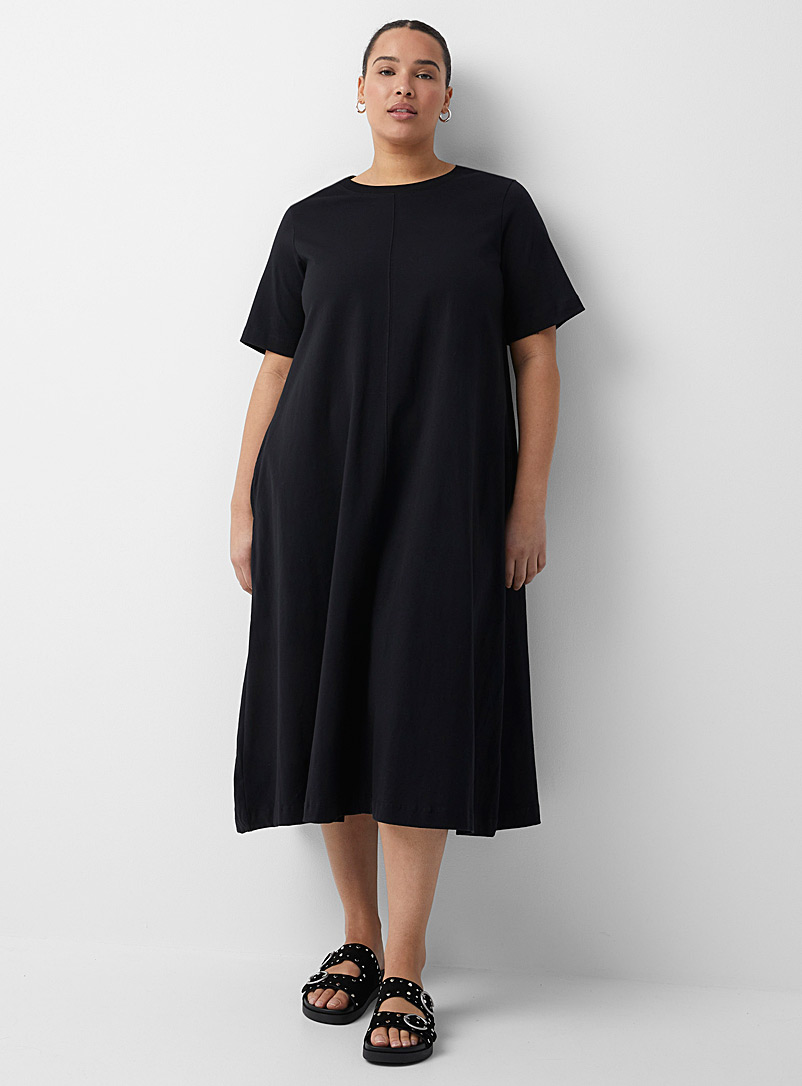 Contemporaine: La longue robe t-shirt trapèze Noir pour femme
