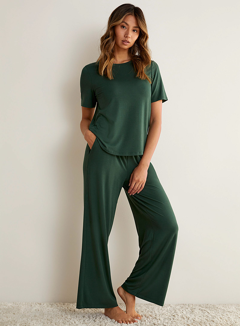 Olyvenn Deals Women's Bottoms Comfy Lounge Casual Pants Fashion Full Length  Trousers Wide Leg Pants For Girls Solid Color Female Leisure Mint Green 8
