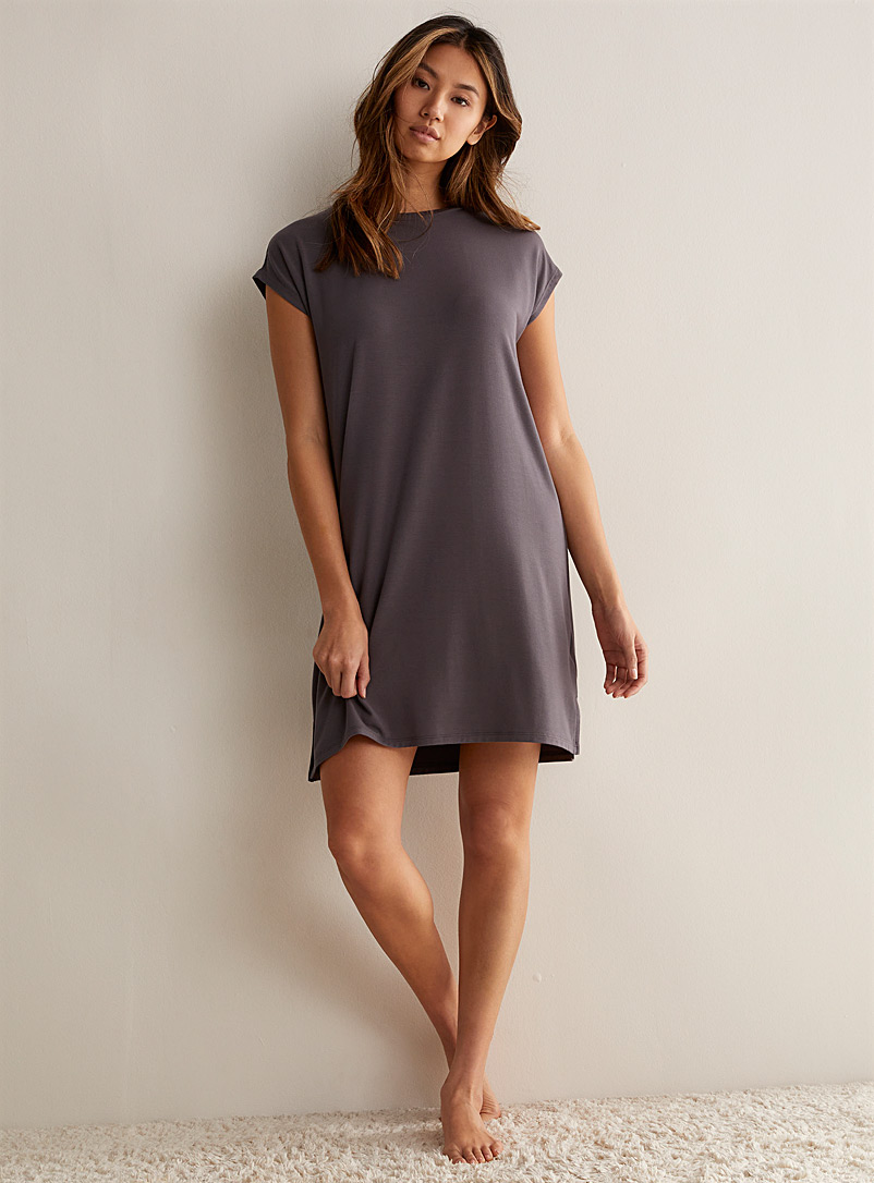 Miiyu Grey Cap-sleeve nightgown for women