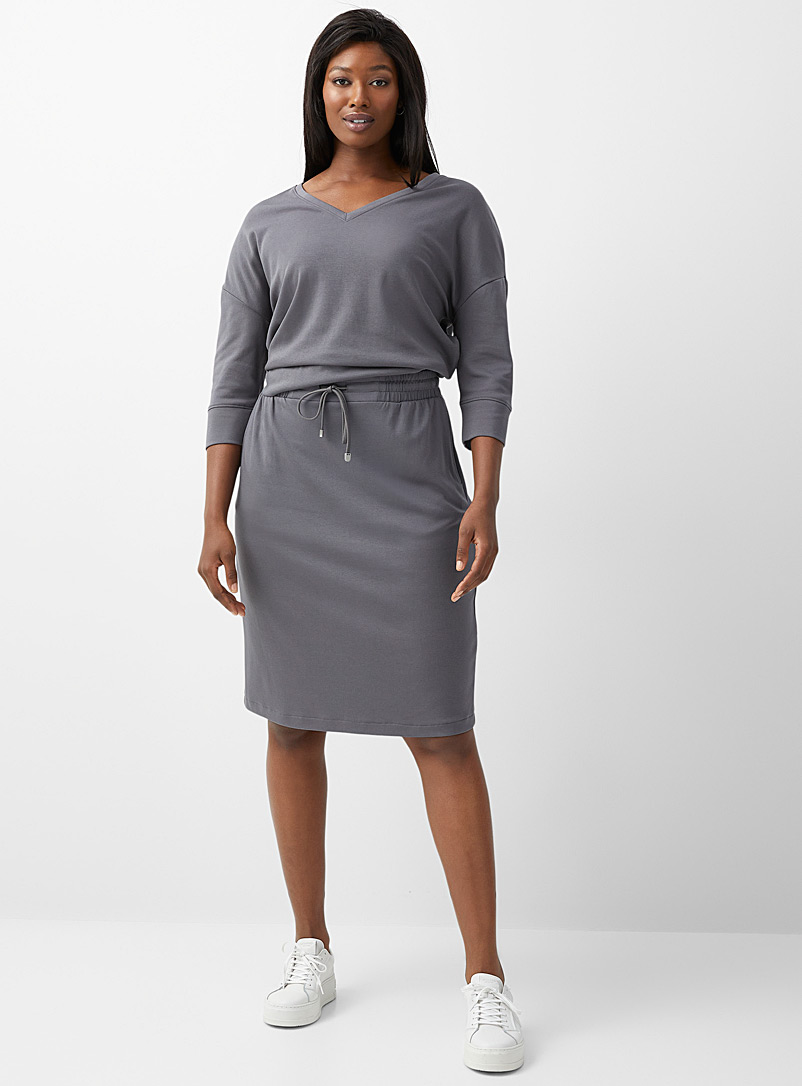 Contemporaine Charcoal Chic jersey elastic-waist skirt for women