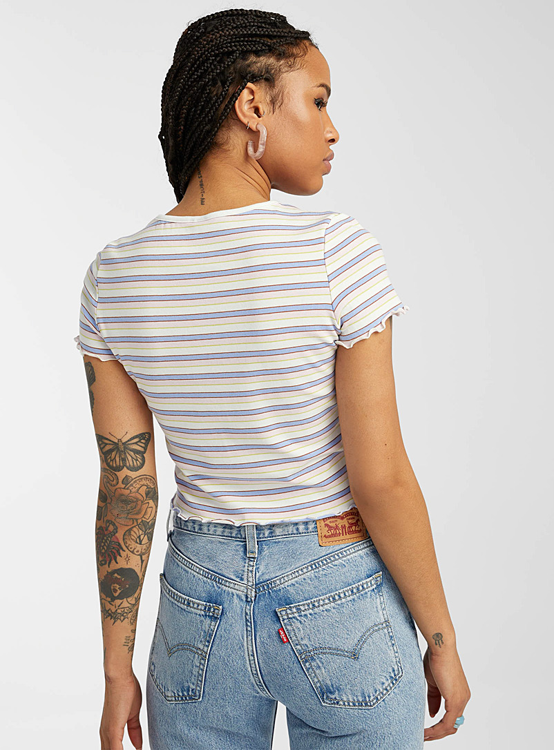 Twik Assorted Stripes and ruffles T-shirt for women