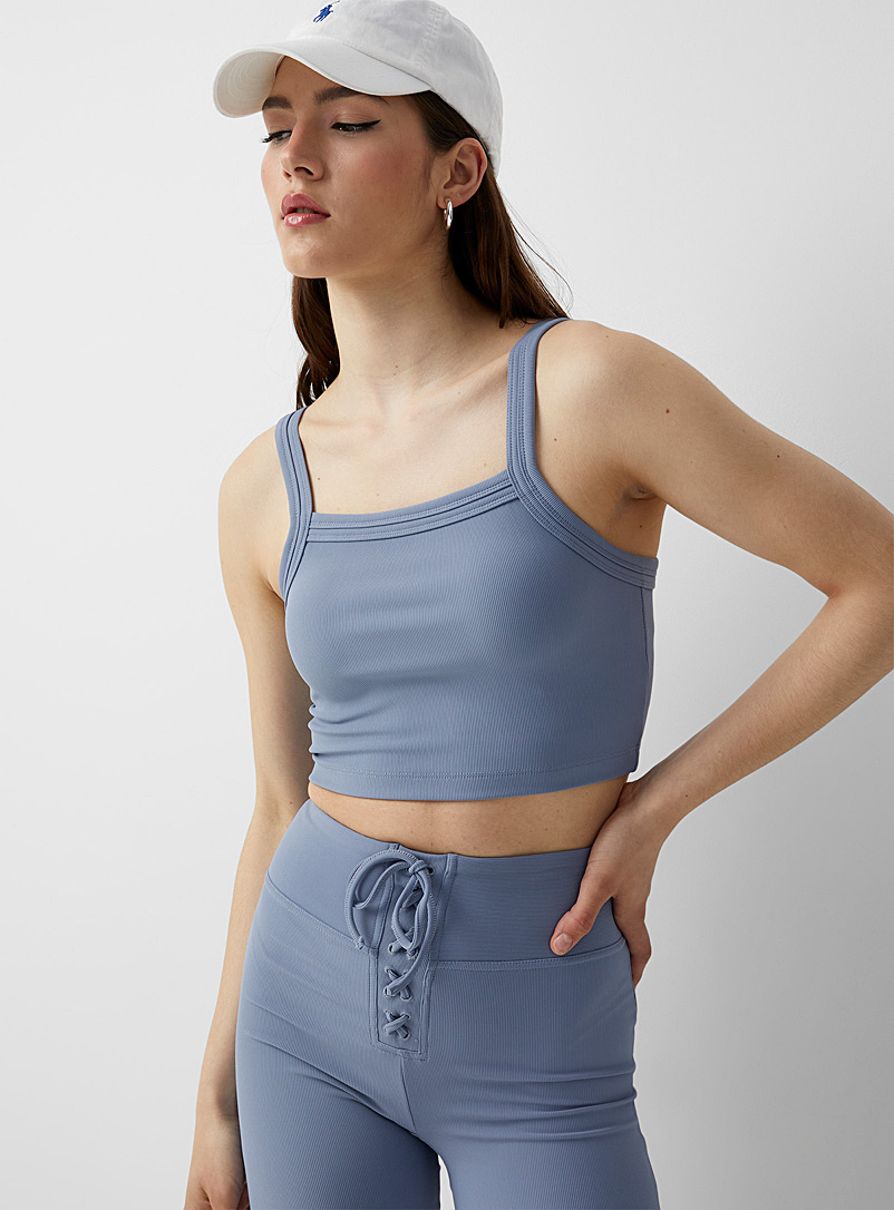 Twik Baby Blue Cropped ribbed cami for women