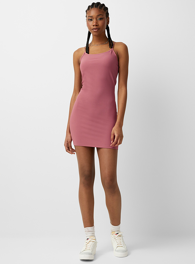 Twik Mauve Thinly ribbed fitted dress for women