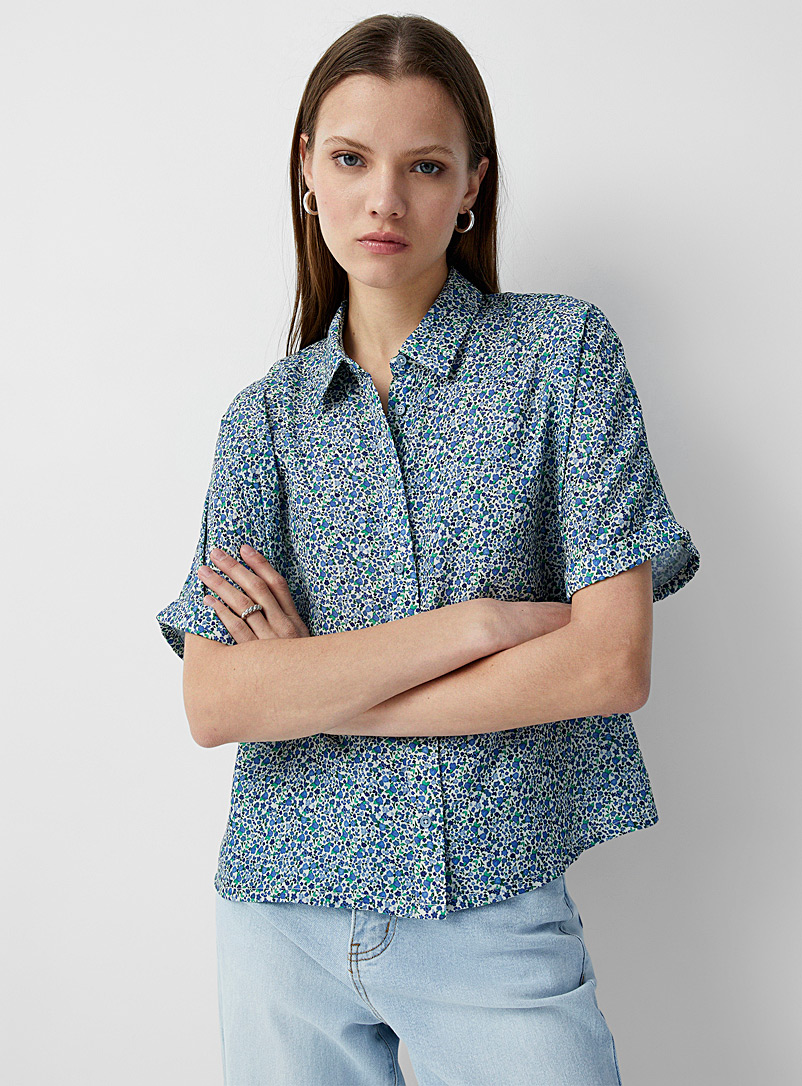 Twik Sapphire Blue Recycled polyester printed shirt for women