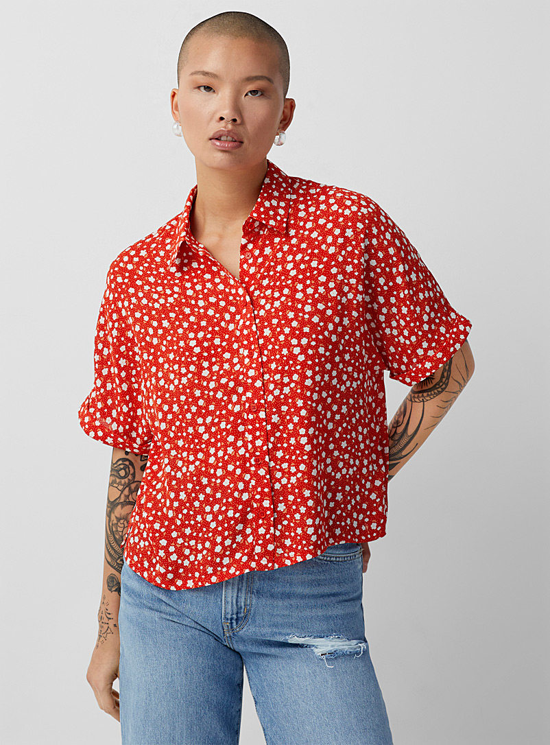 Twik: La chemise imprimée polyester recyclé Rouge pour femme