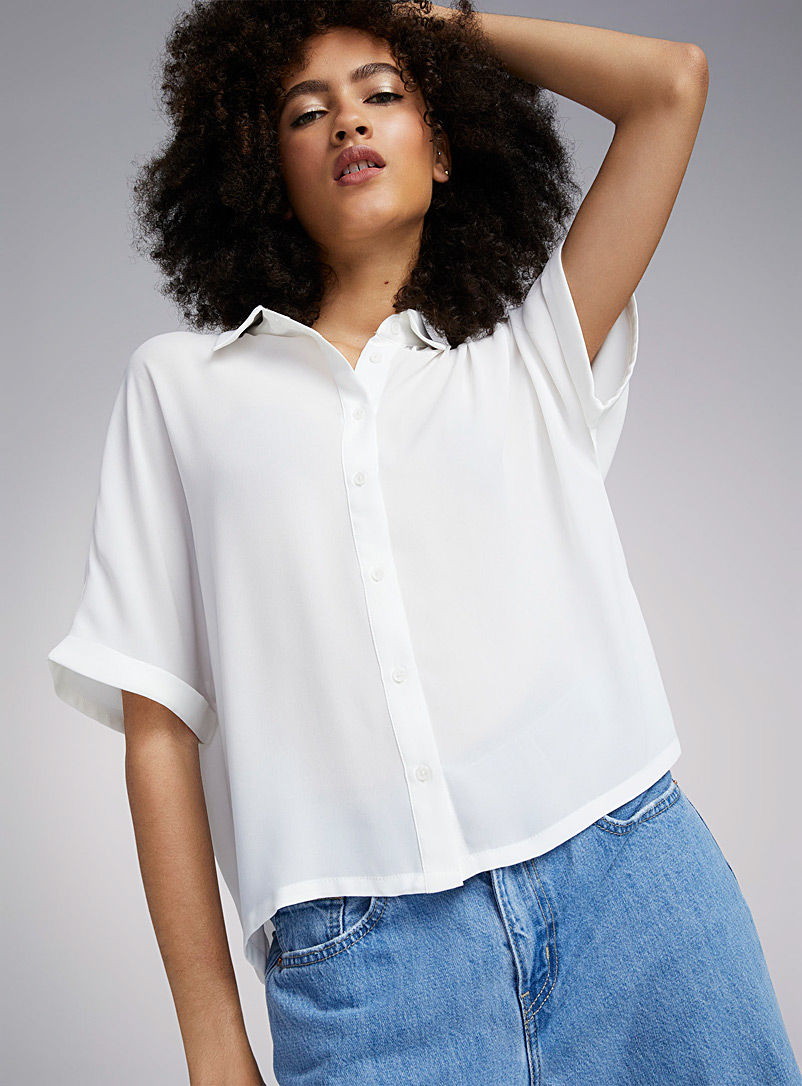 Twik: La chemise ample unie polyester recyclé Blanc pour femme