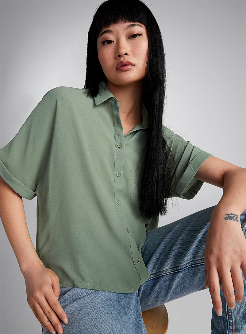 Twik Green  Baggy solid recycled polyester shirt for women