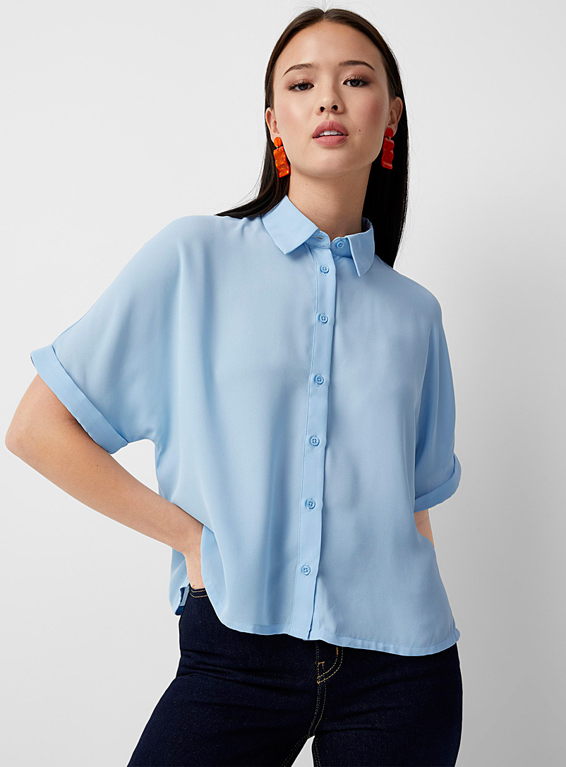 Twik Baby Blue Baggy solid recycled polyester shirt for women