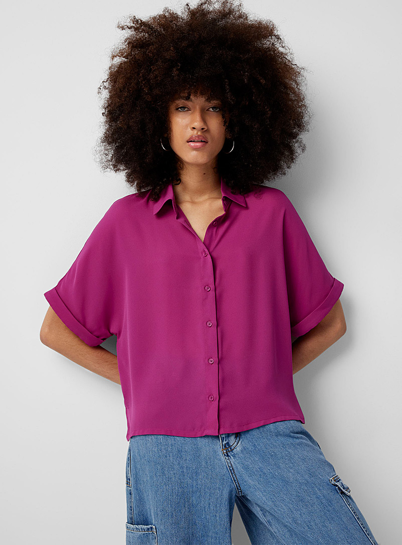 Twik: La chemise ample unie polyester recyclé Rouge moyen-framboi-ceris pour femme
