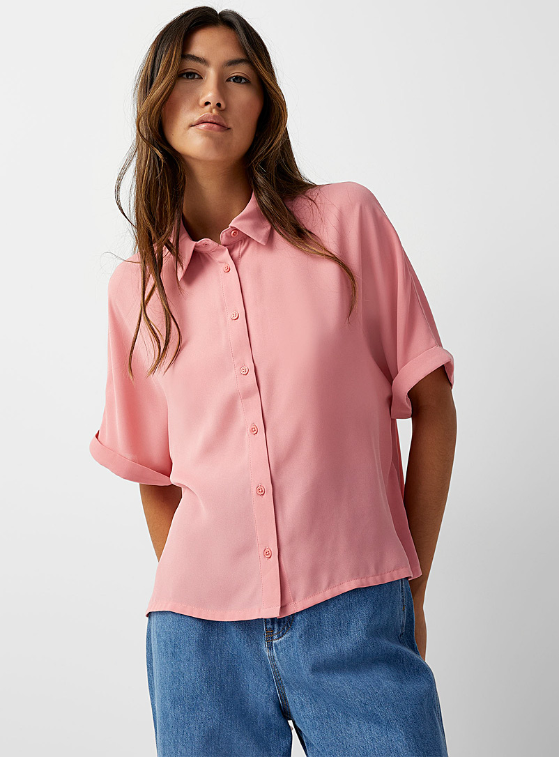 Twik: La chemise ample unie polyester recyclé Corail pour femme