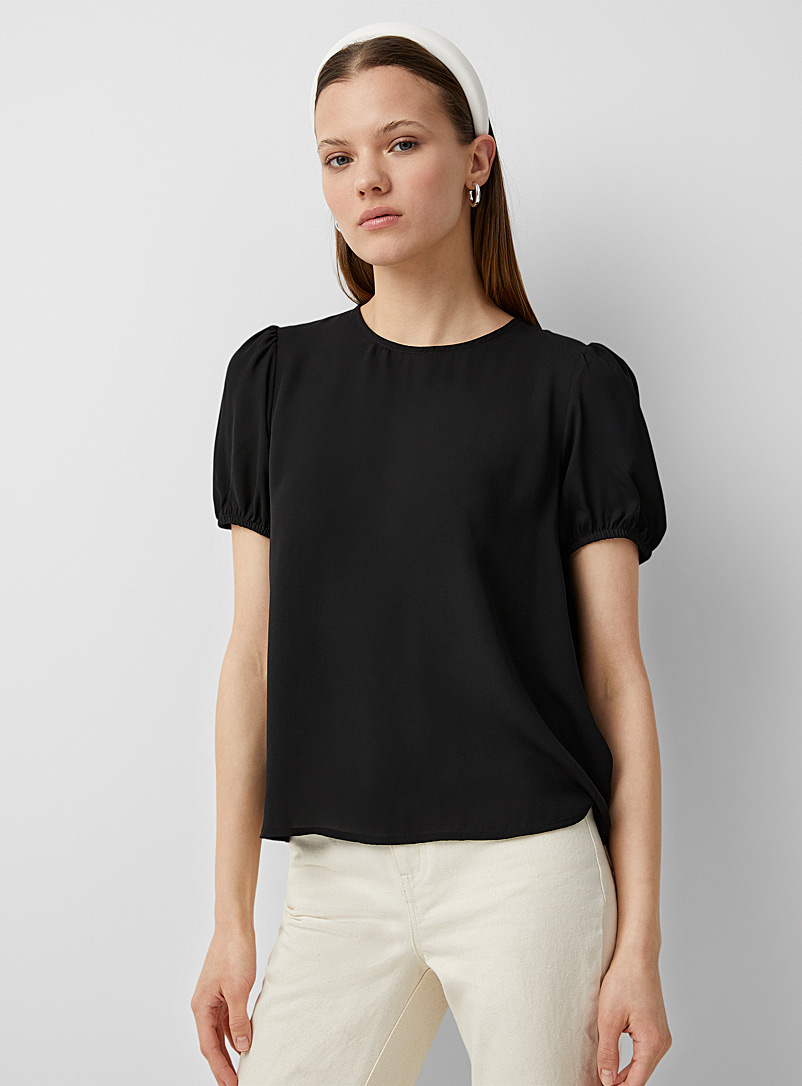 Twik Black Puff sleeve crepe blouse for women