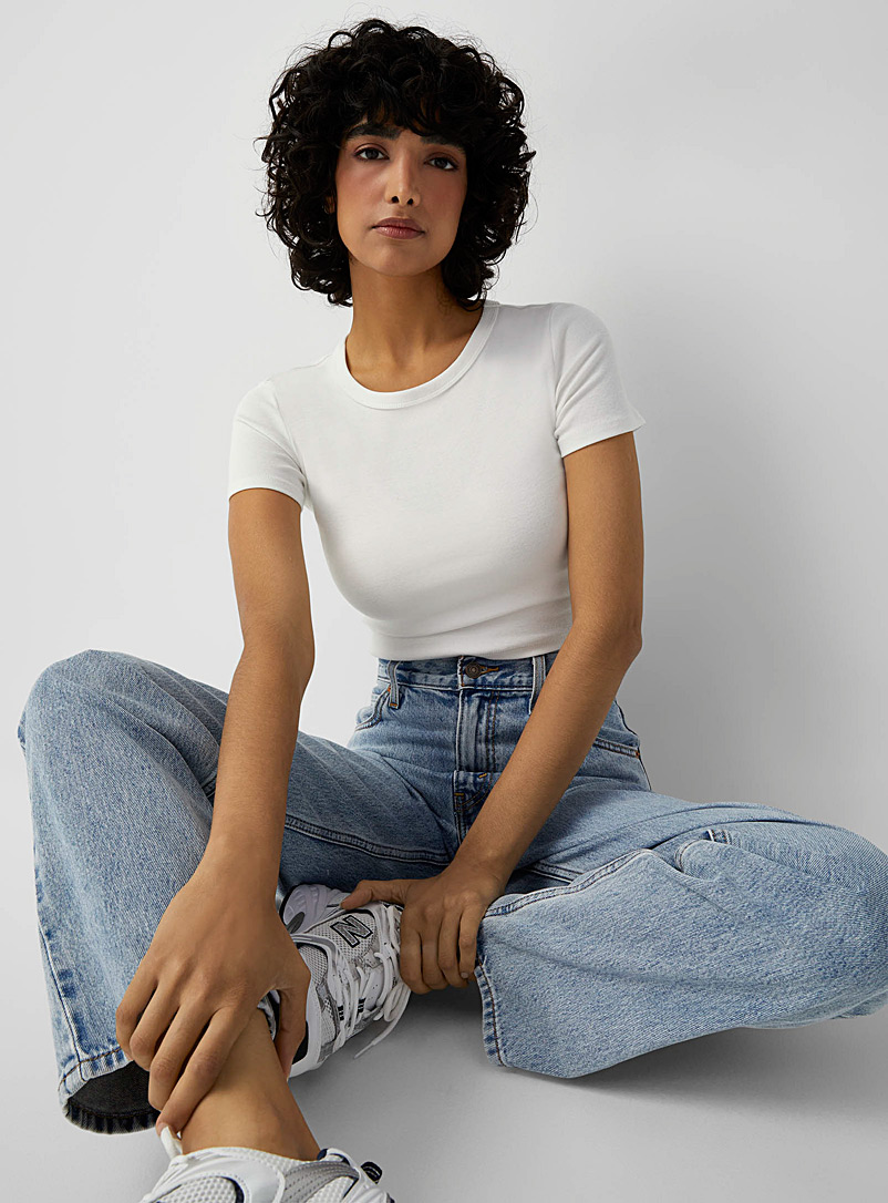 Twik White Organic cotton mini T-shirt for women