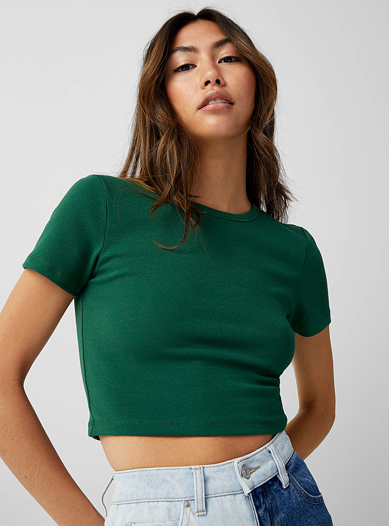 Twik Mossy Green Organic cotton mini T-shirt for women