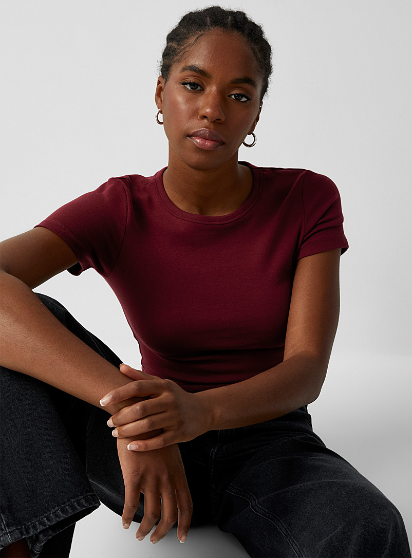 Twik: Le t-shirt mini coton bio Rouge foncé-vin-rubis pour femme