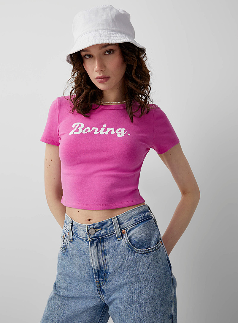Twik Pink Nostalgia-print cropped T-shirt for women