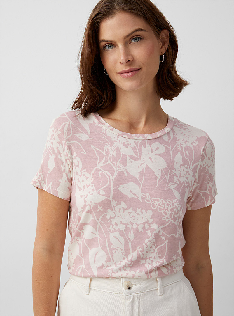 Contemporaine Medium Pink Unique print crew-neck T-shirt for women