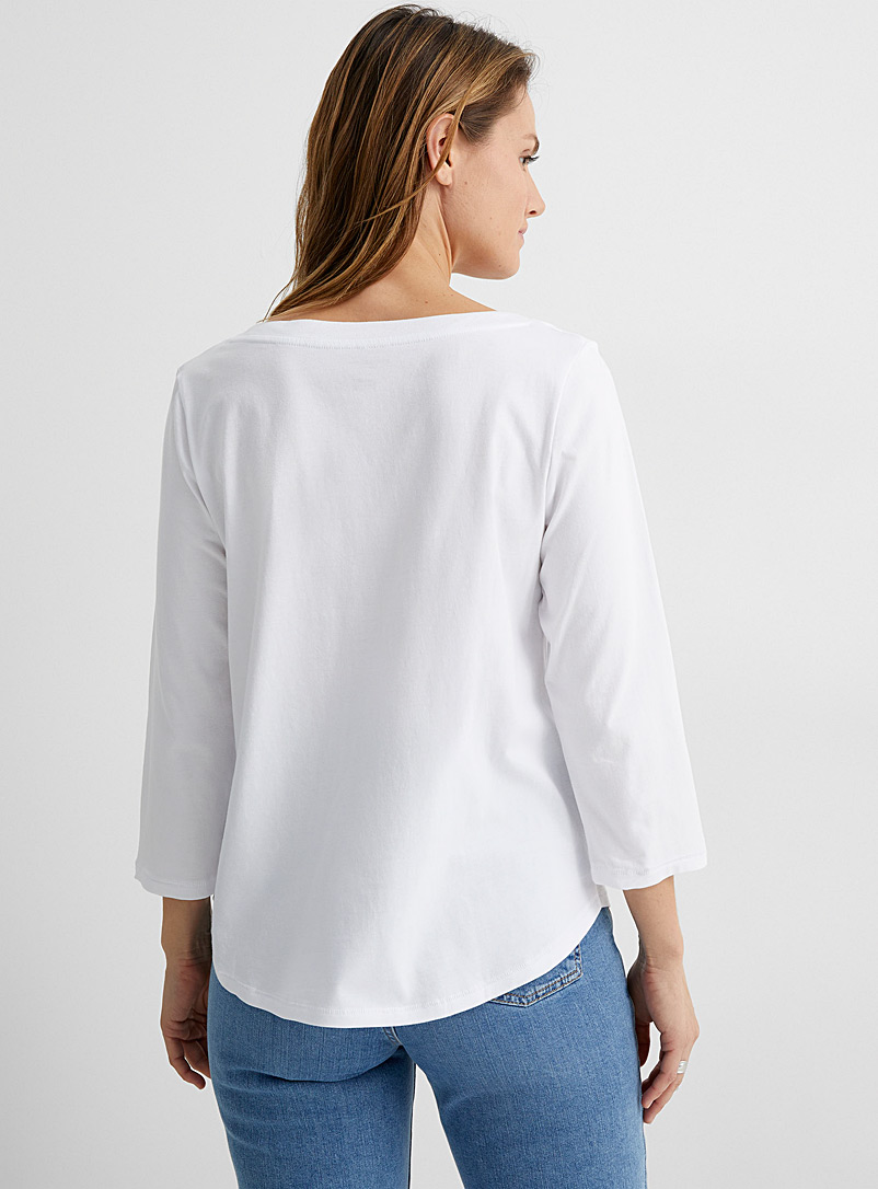 Contemporaine Black 3/4-sleeve organic cotton T-shirt for women