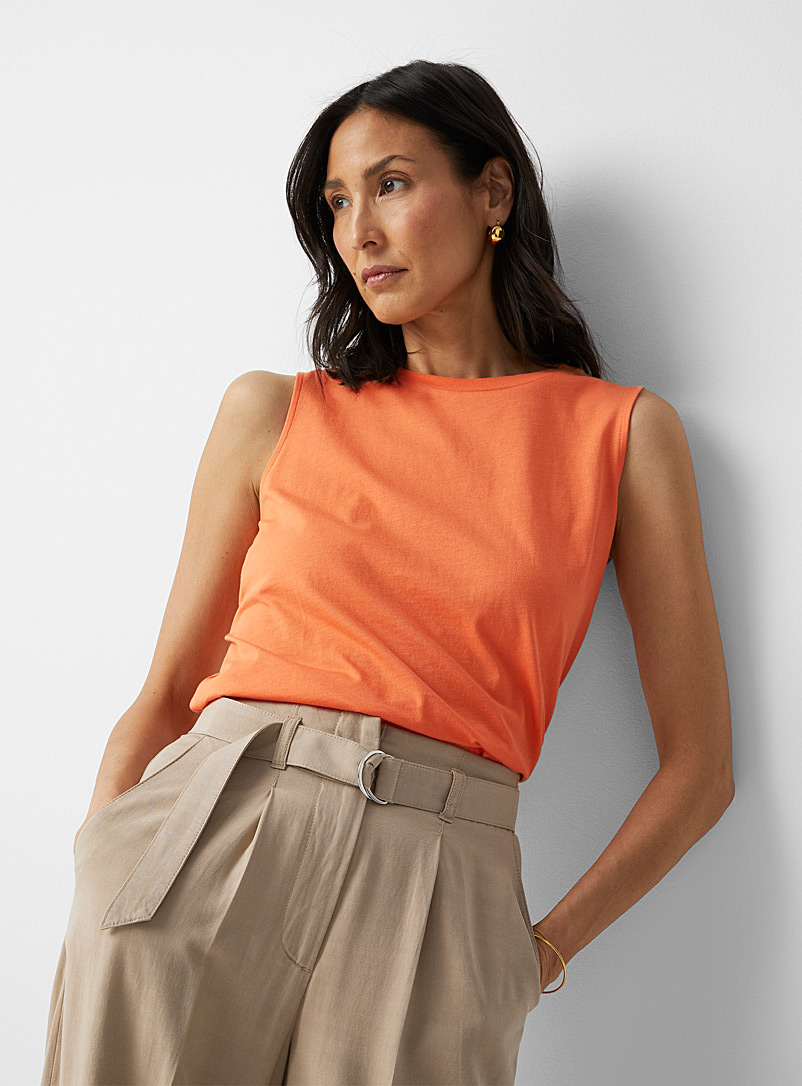 Contemporaine: La camisole col rond coton bio Orange moyen pour femme
