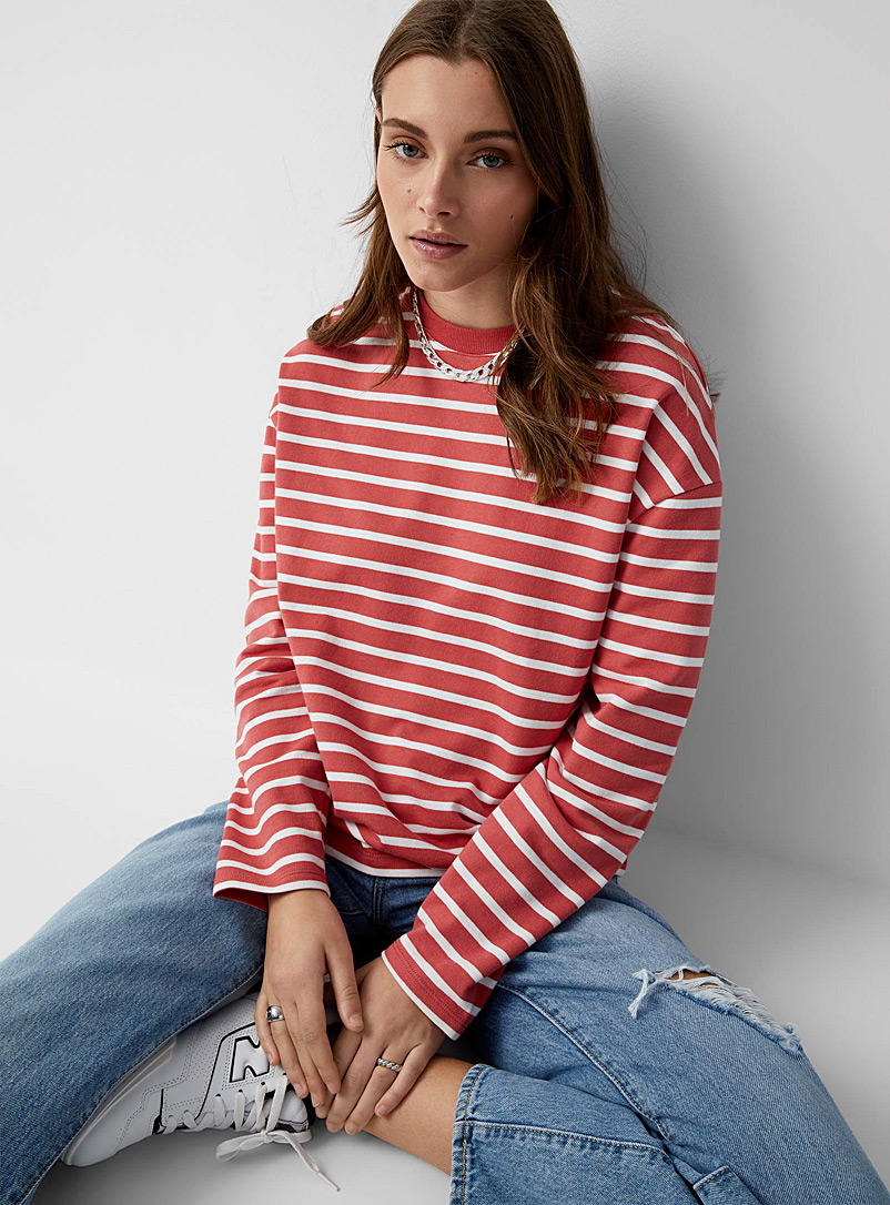 Twik Red Striped boxy-fit sweatshirt for women