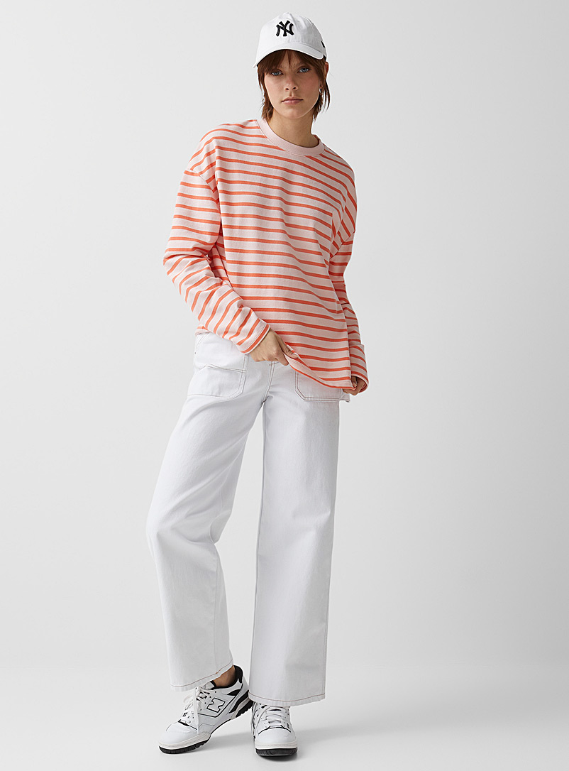 Twik Pink Striped boxy-fit sweatshirt for women