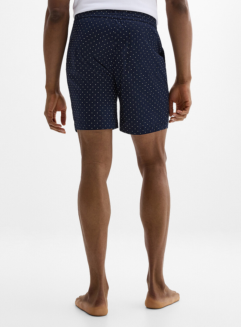 Le 31 Indigo/Dark Blue Patterned poplin pyjama short for men