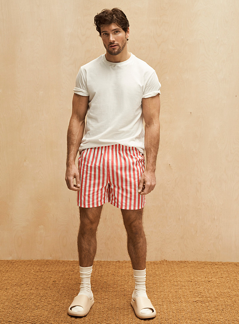 Le 31 Patterned Red Twin-stripe loose boxer for men