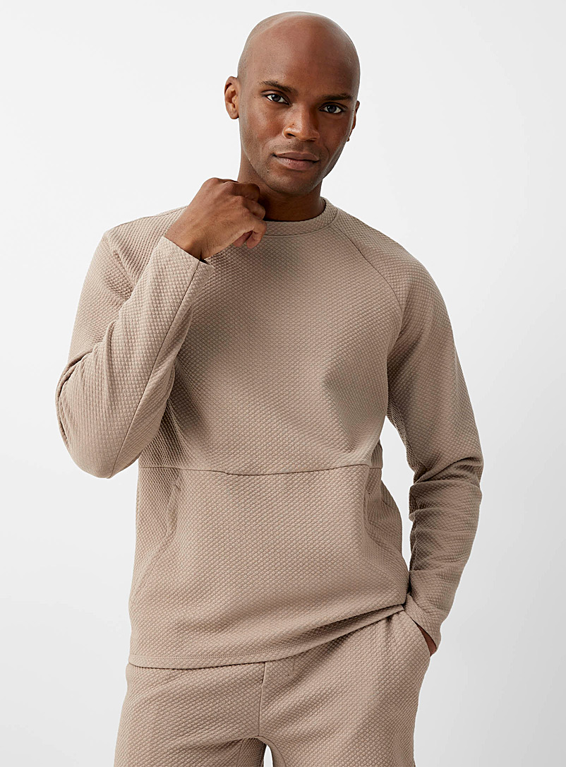 Le 31 Light Brown Polygiene® waffled sweatshirt Innovation collection for men