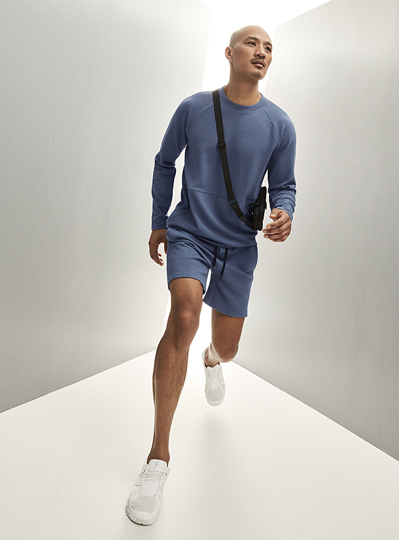 Le 31 Slate Blue Polygiene® waffled sweatshirt Innovation collection for men