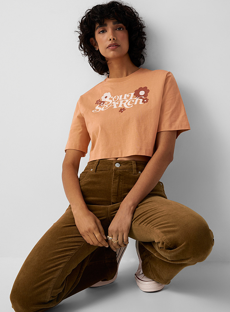 Twik Fawn Graphic print cropped tee for women