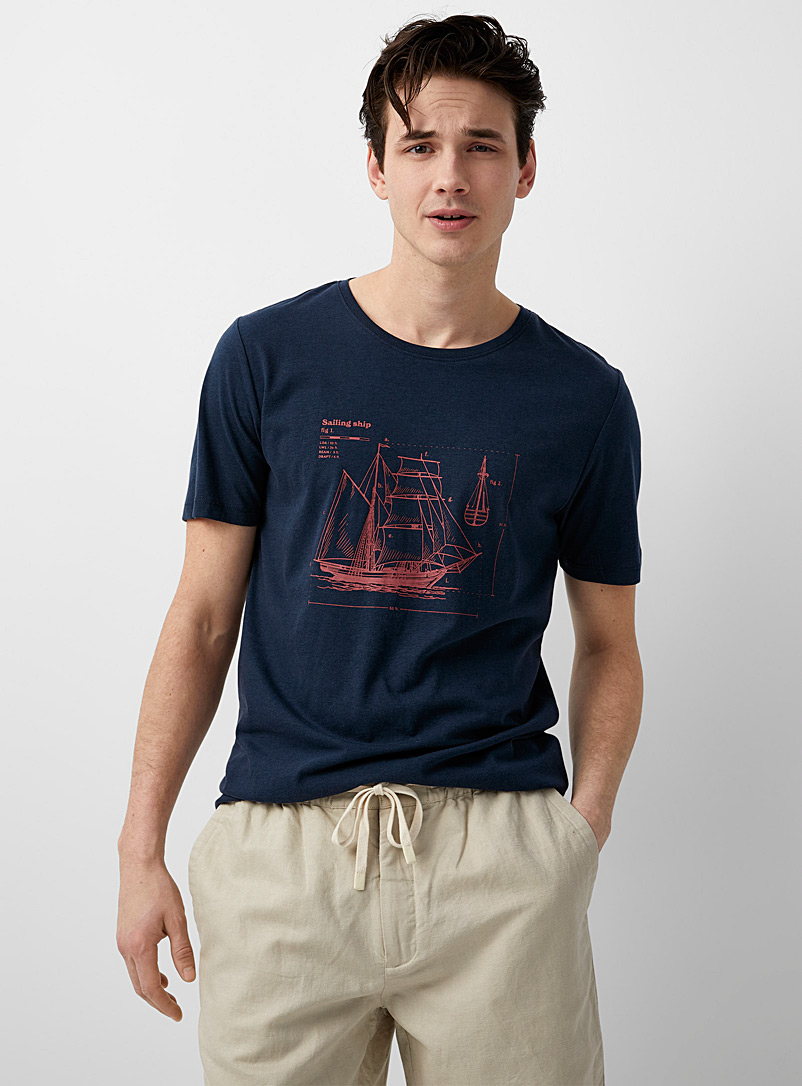 Le 31 Marine Blue Maritime T-shirt for men