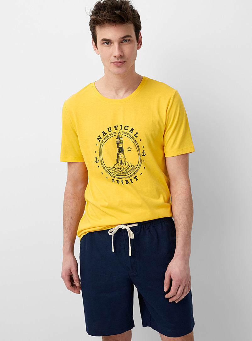 Le 31 Golden Yellow Maritime T-shirt for men