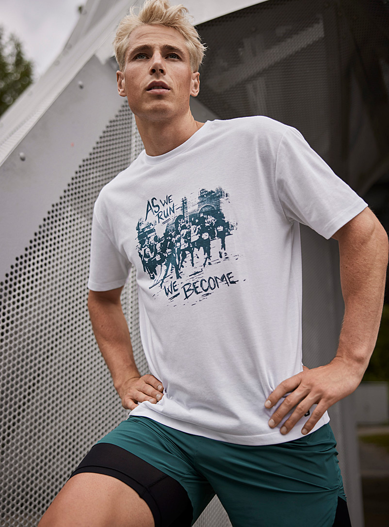 I.FIV5: Le t-shirt carré imprimé sport Blanc à motifs pour homme