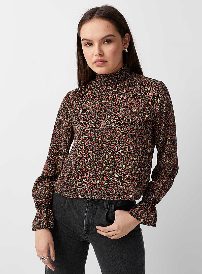 Twik Assorted Smocked mock neck blouse for women