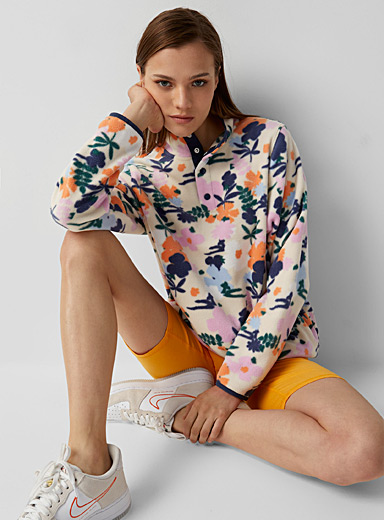 Printed polar fleece half-buttoned sweatshirt | Twik | Women's ...
