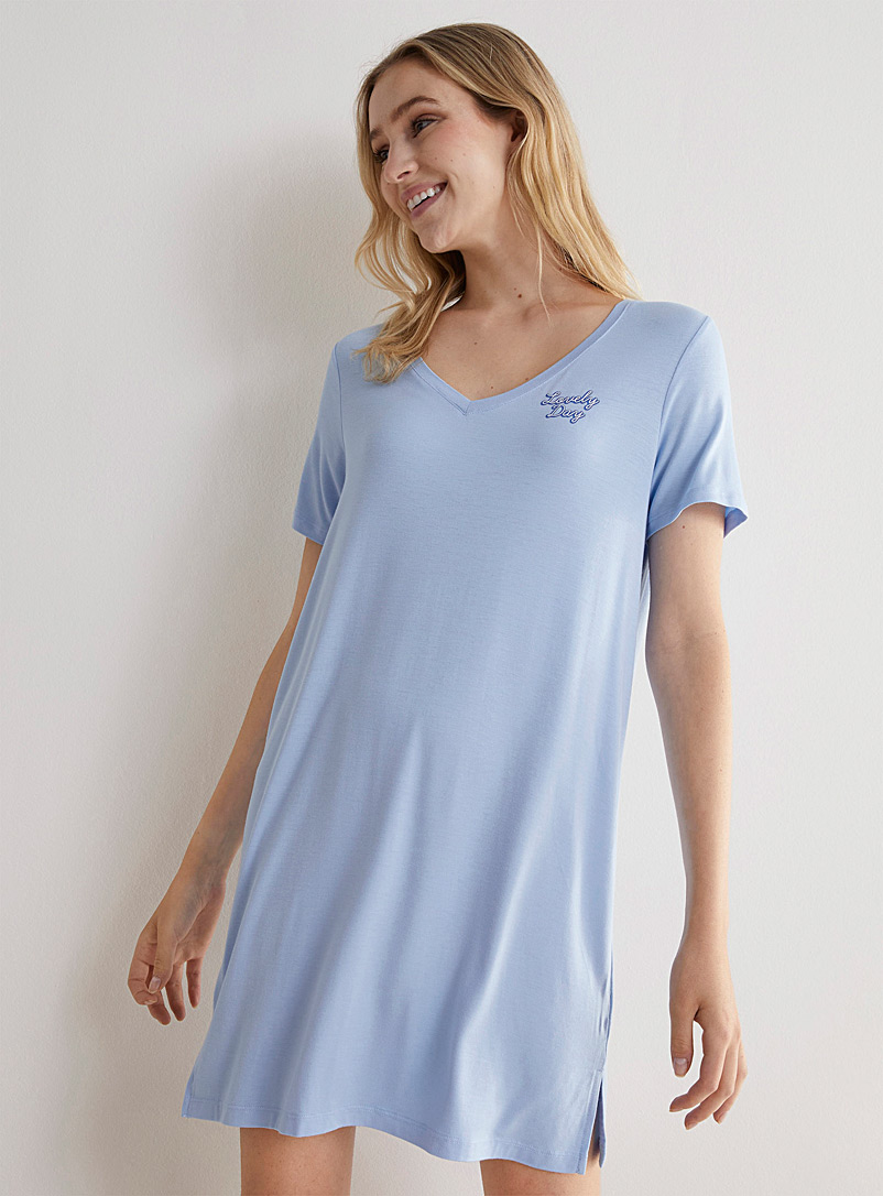 Miiyu x Twik: Le t-shirt de nuit fluide à message Bleu pour femme