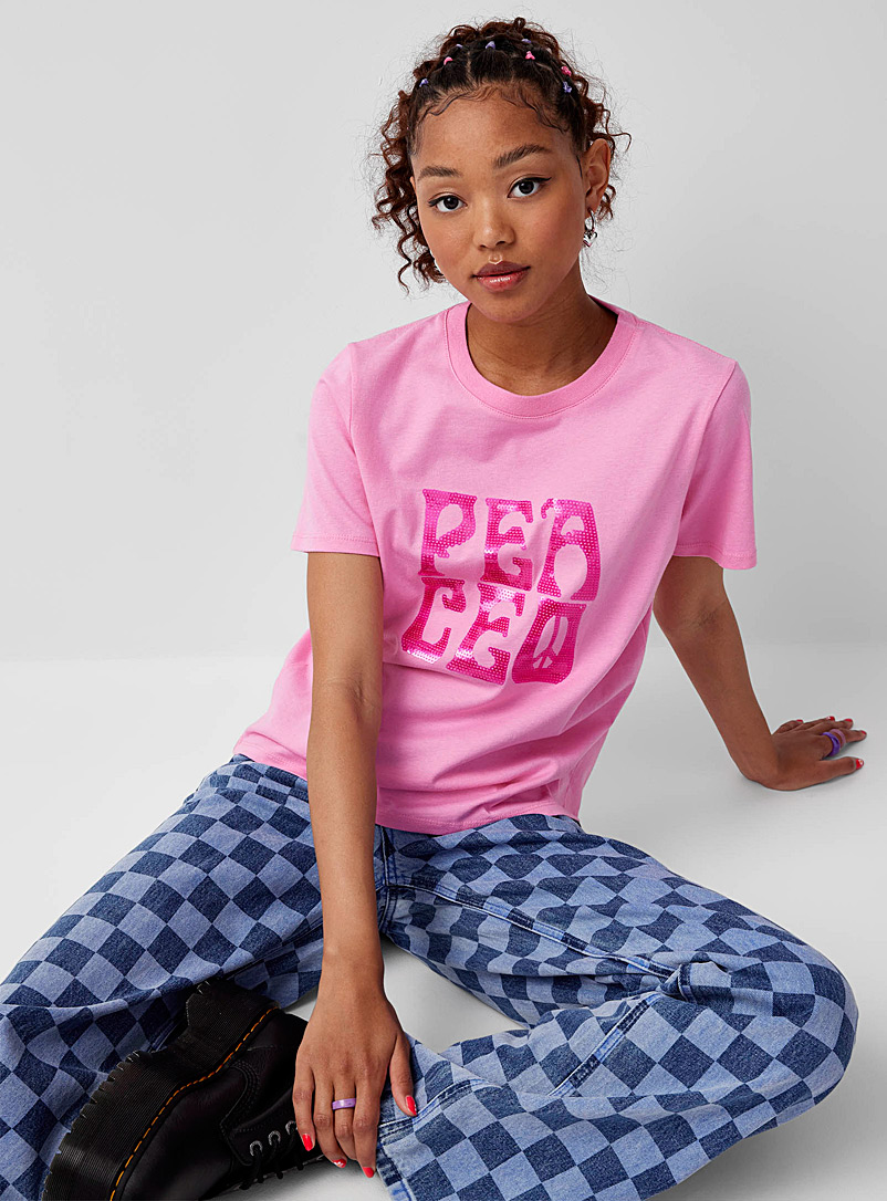 Twik: Le t-shirt carré message positif Rose pour femme