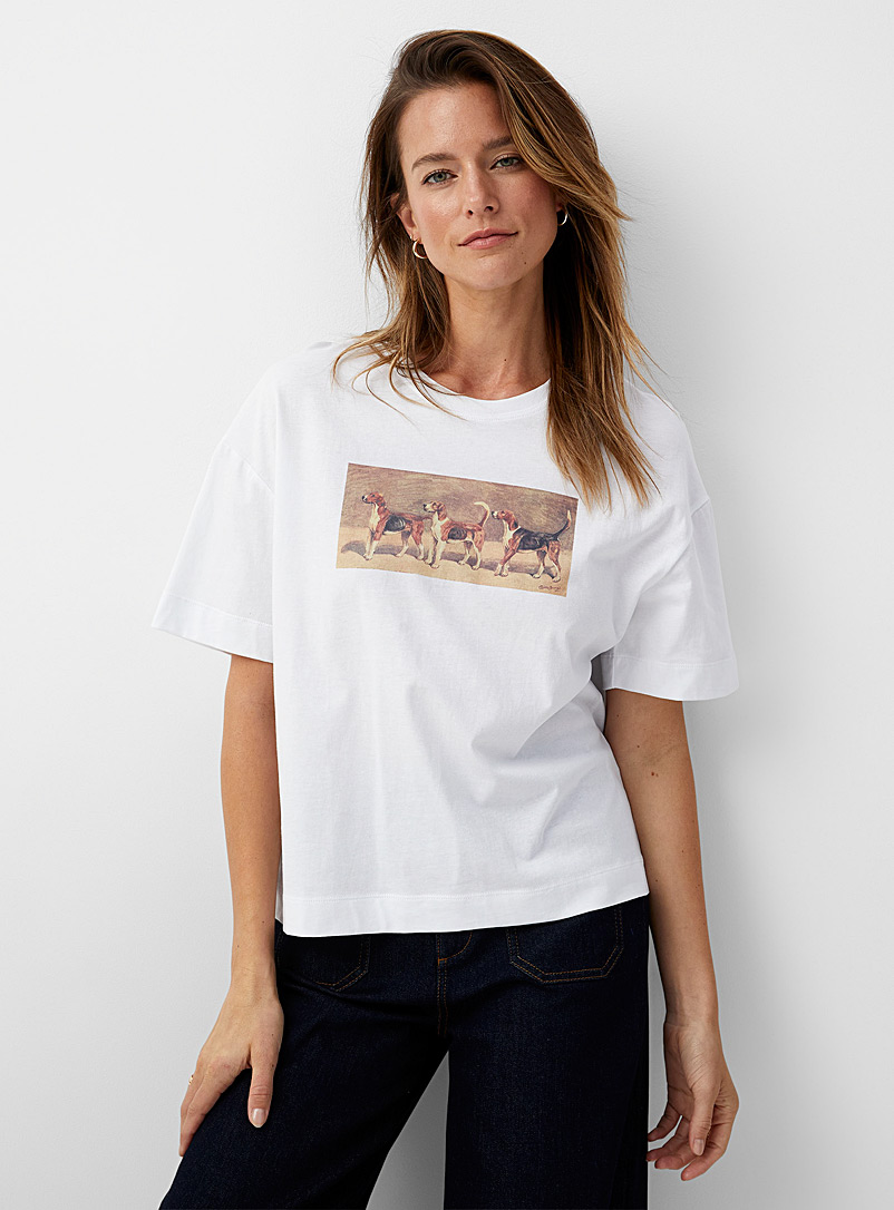 Contemporaine White Animal art T-shirt for women