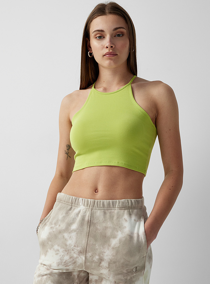 Twik Lime Green Back criss-crossed straps cami for women