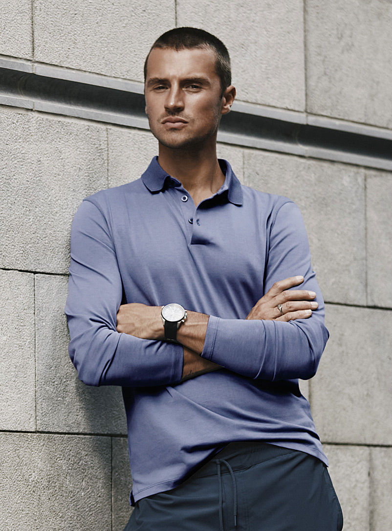 Le 31 Slate Blue COOLMAX* piqué-collar polo Innovation collection for men
