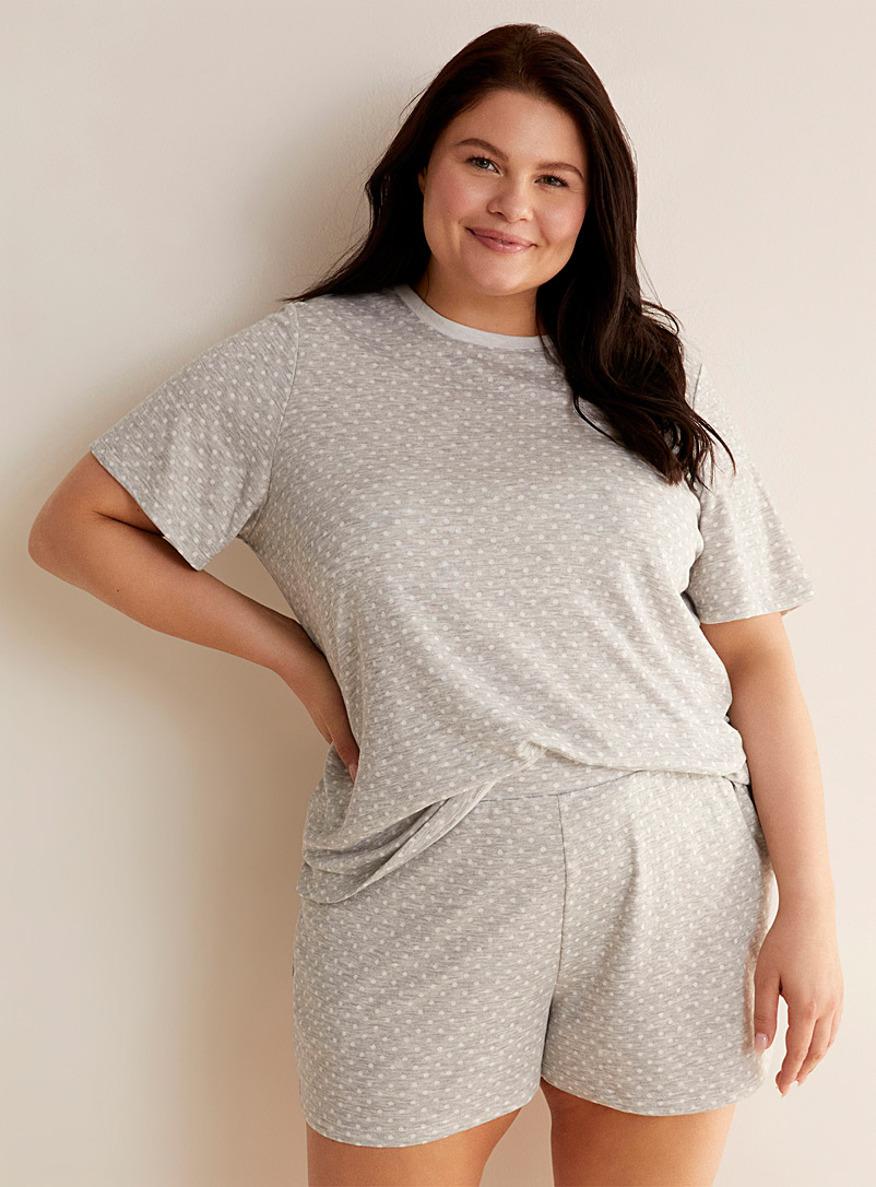 Miiyu Patterned Grey Double-faced lounge tee Plus size for women