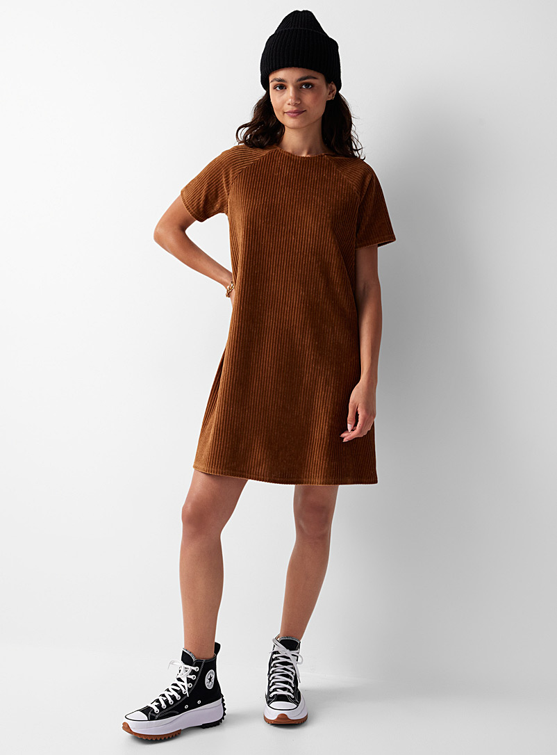 Twik Fawn Corduroy T-shirt dress for women
