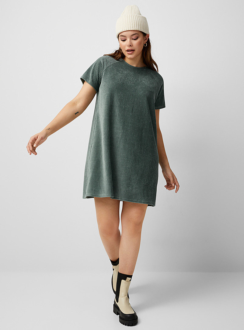 Twik Kelly Green Corduroy T-shirt dress for women